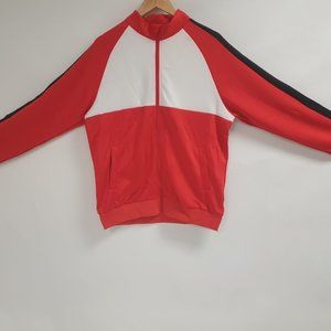 FXN Men's 3 Tone Track Jacket Wind Breaker Red White Black